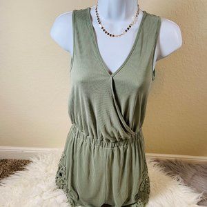 Green Tie Waist Romper
